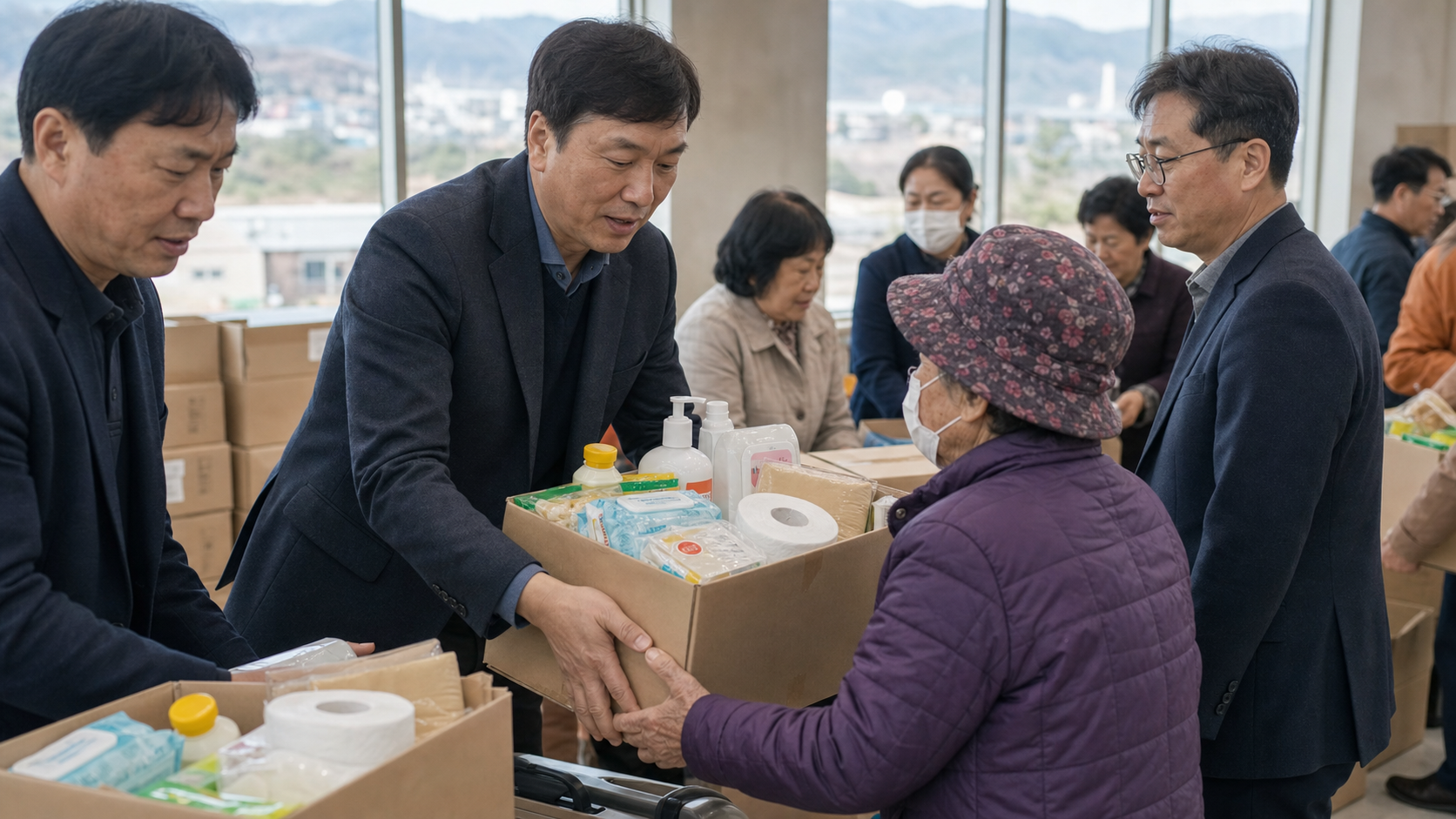 골프존문화재단, 함안군 취약계층에 생필품 키트 전달