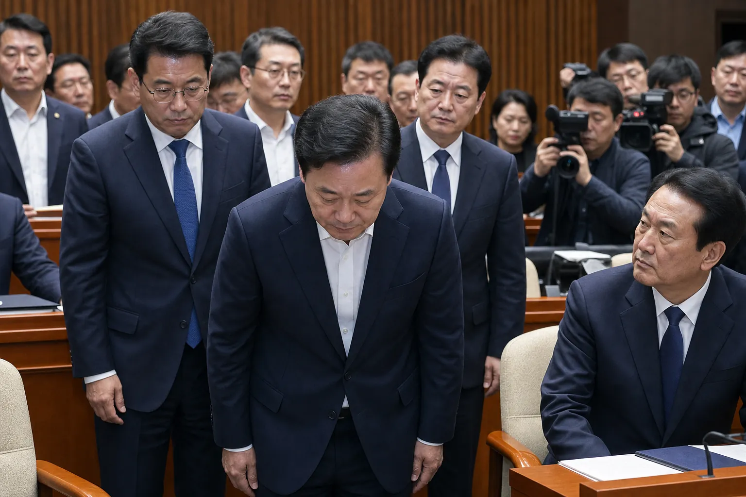 권영진, 의원총회서 멱살 항의 사과…윤리위 징계 수용