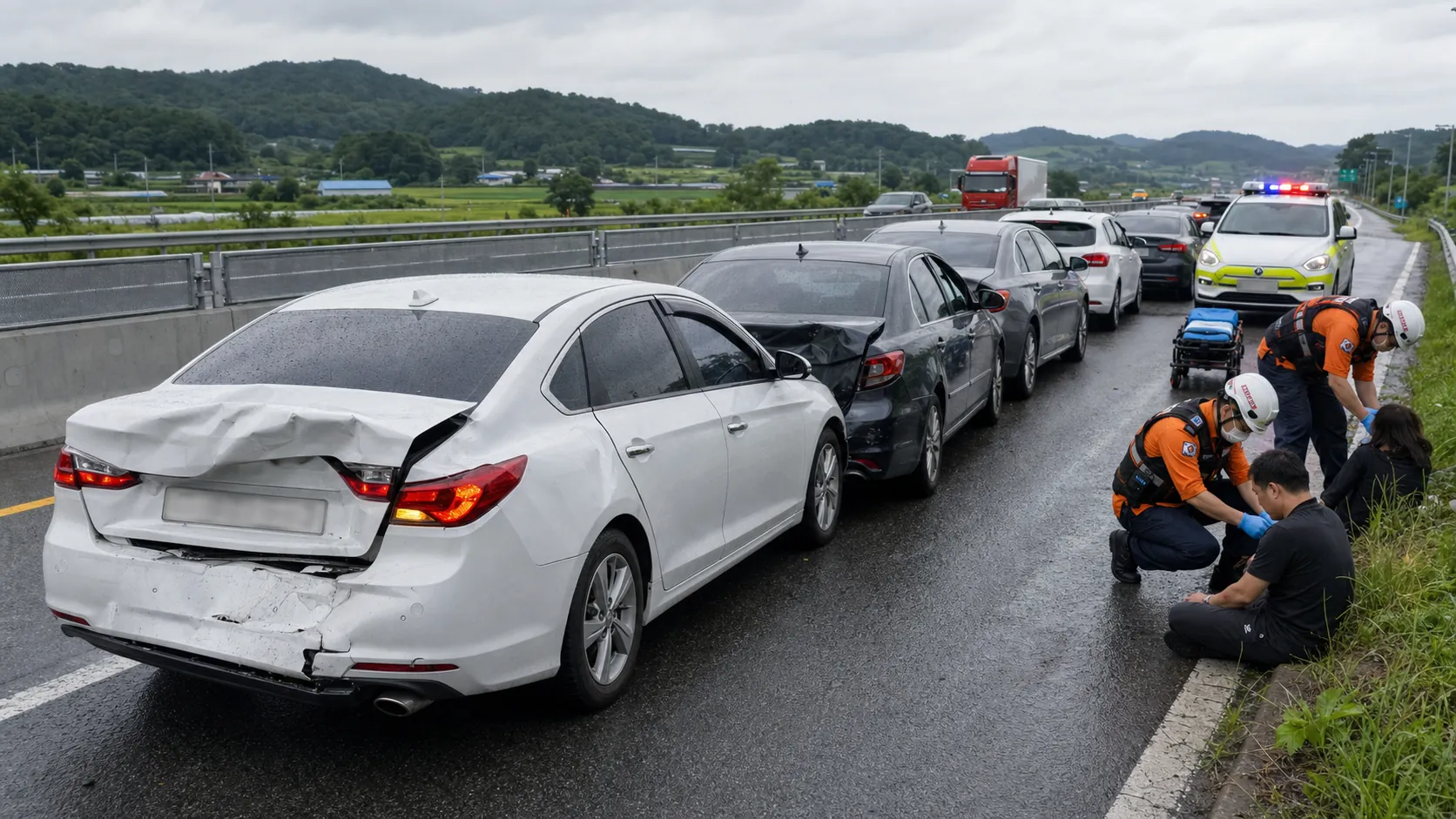 예산 서부내륙고속도로 6중 추돌…11명 경상