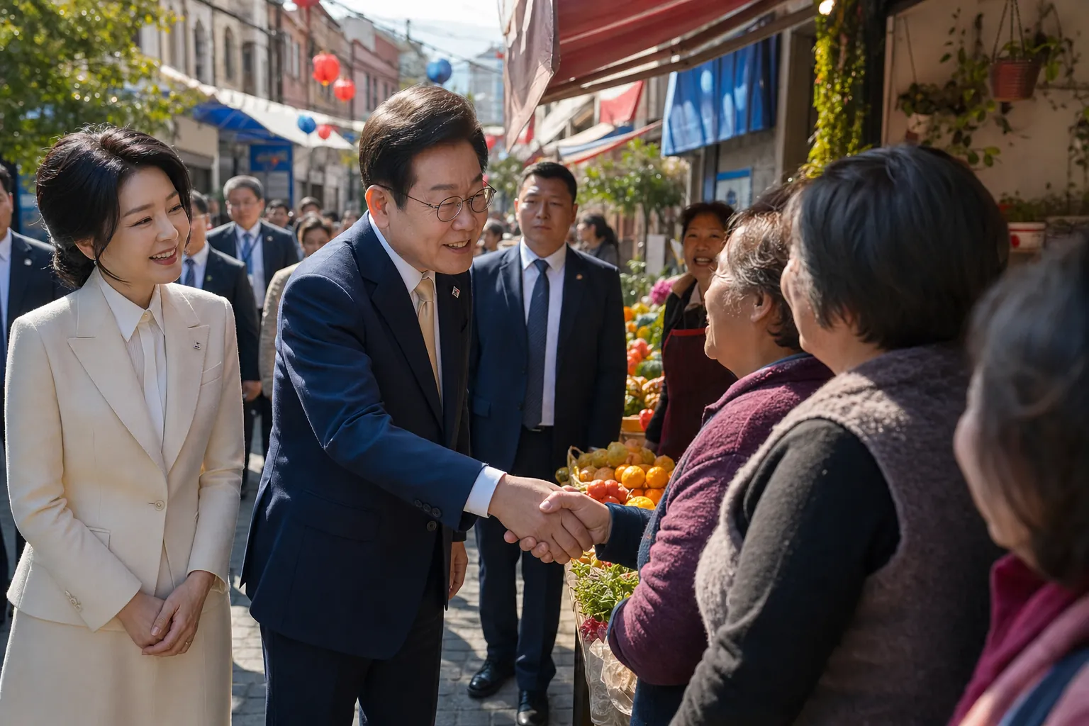 이 대통령 부부, 산티아고 한인 상가 거리 찾아 동포와 시민에 온정