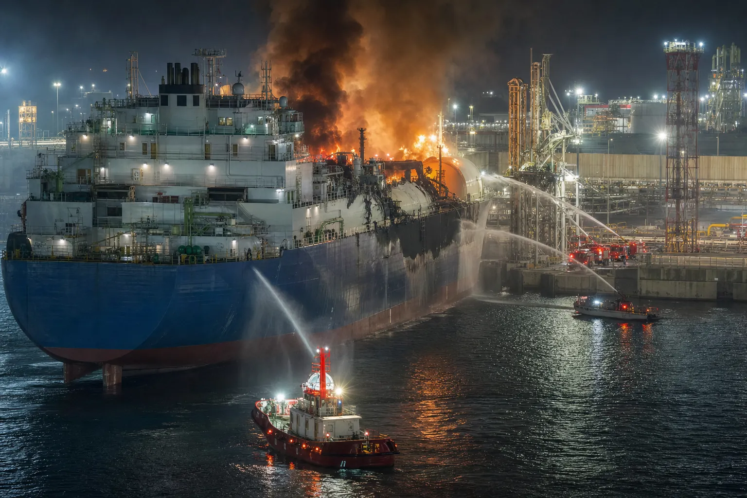 美·그리스 선박 드론 피격…이집트 LNG 시설 화재