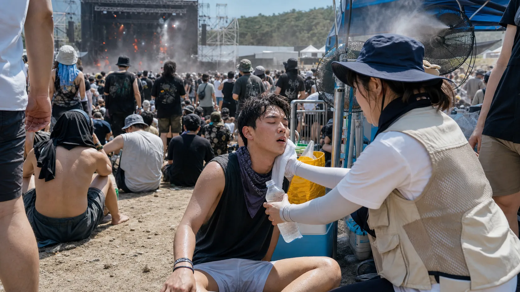 36도 야외 록 축제, 폭염 대응 시험대