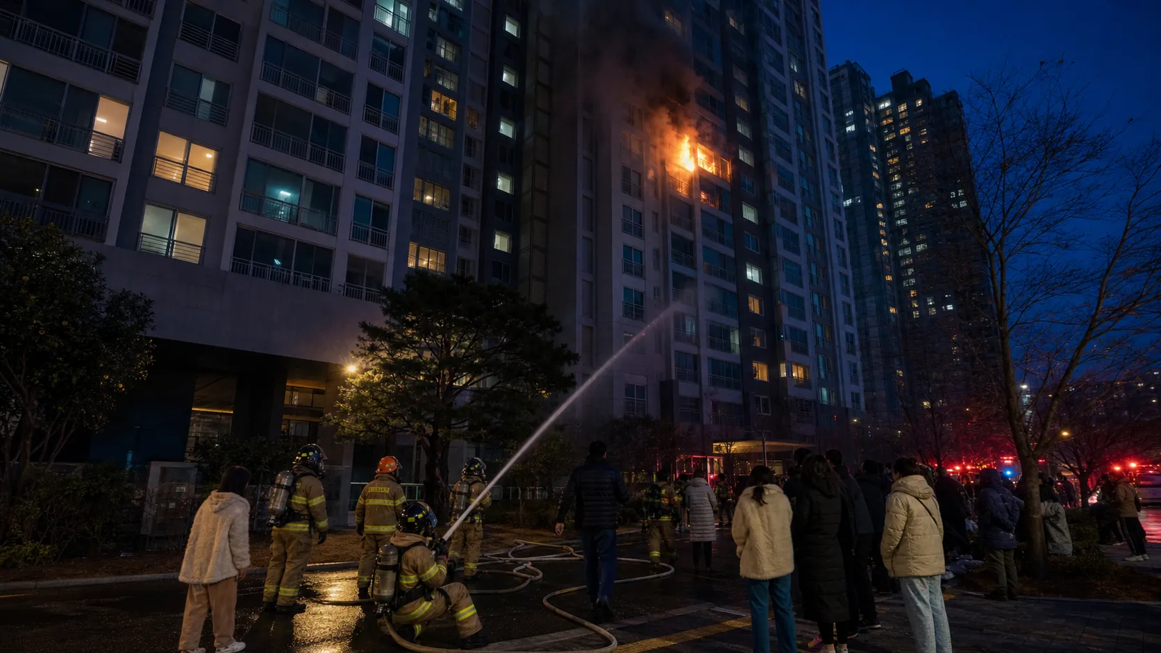 수원 매탄동 고층 아파트 불…40여 명 대피