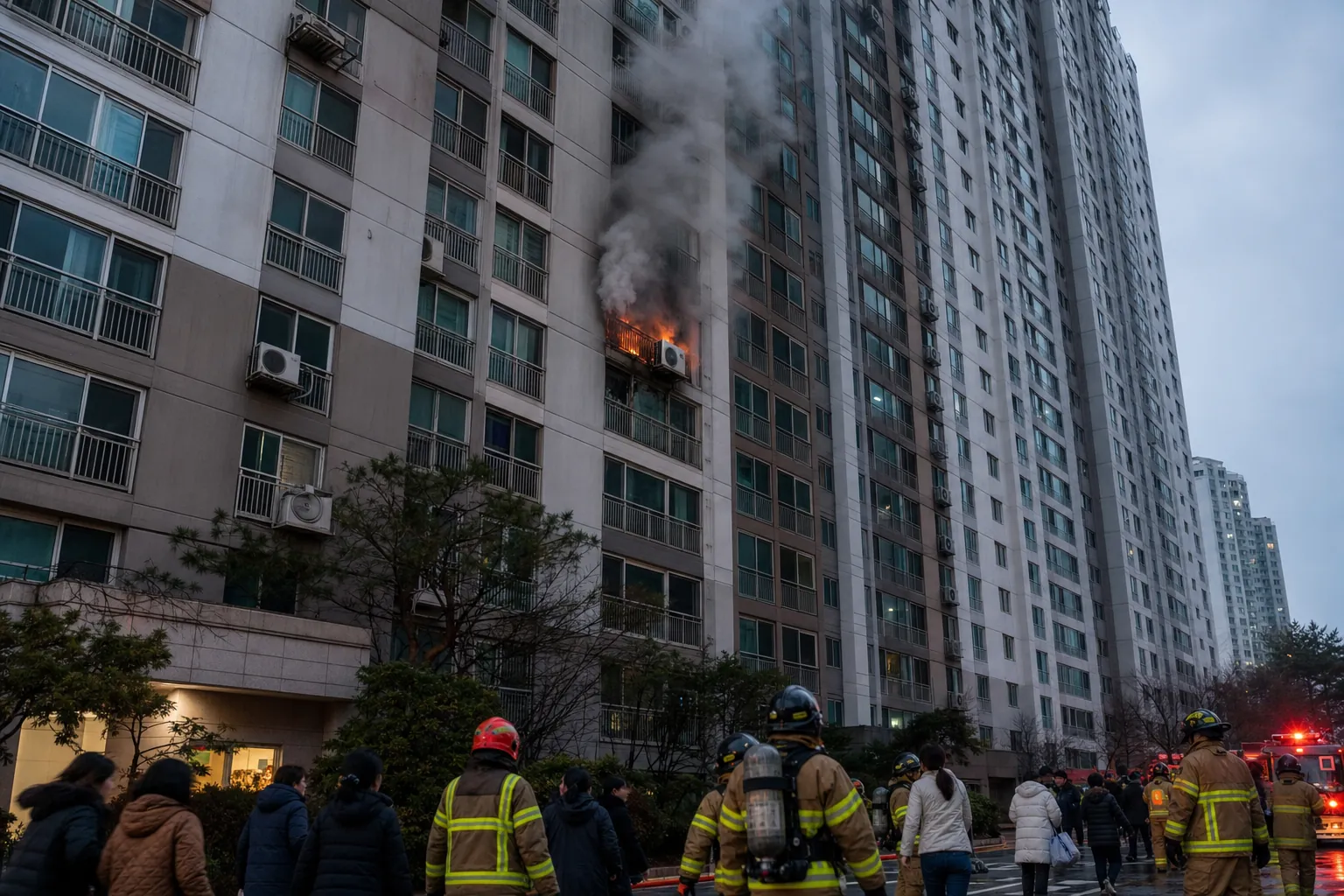 수원 매탄동 고층 아파트 화재…주민 40명 대피