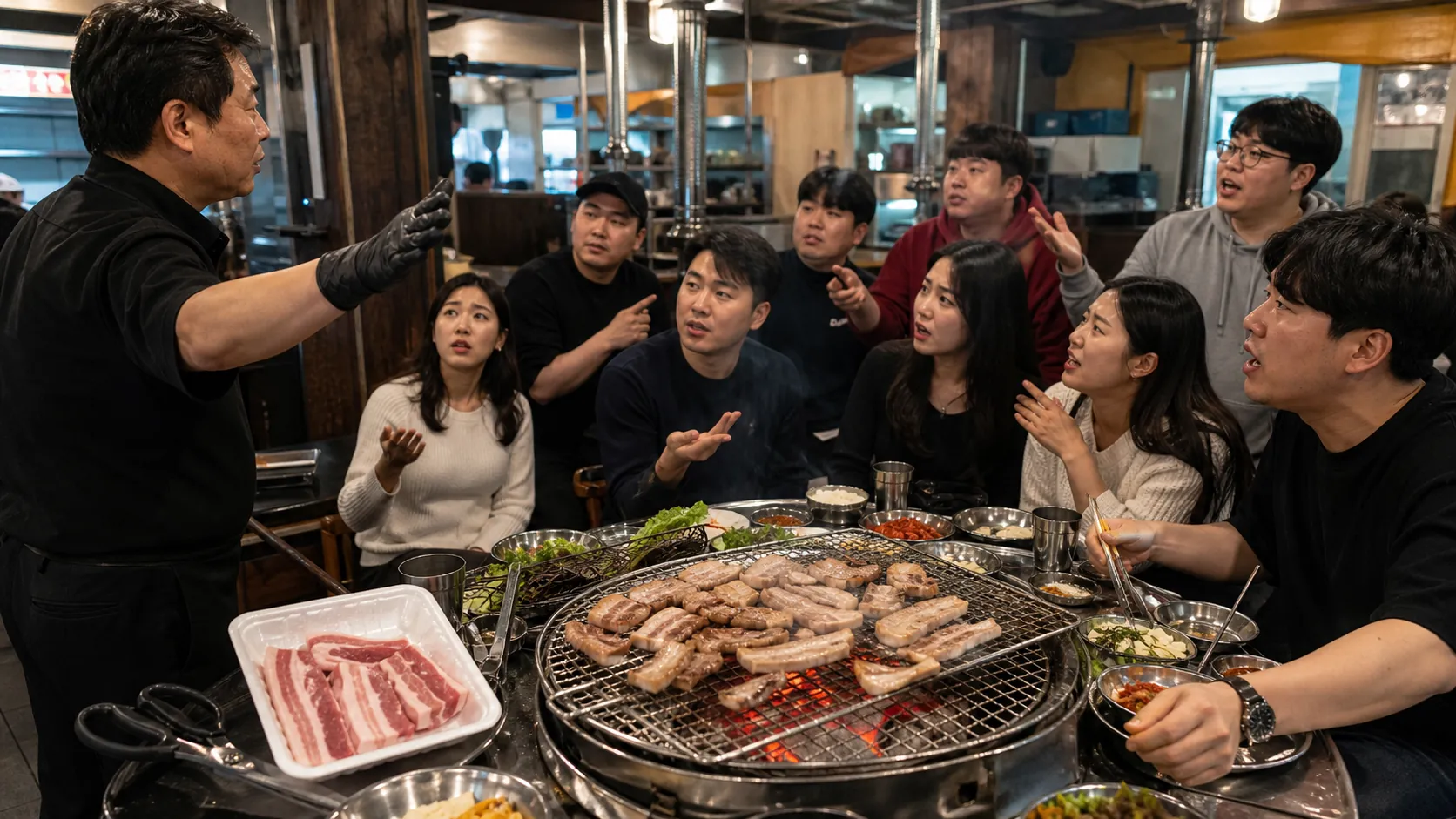 외부 삼겹살 꺼낸 9명 손님, 식당과 고성 충돌