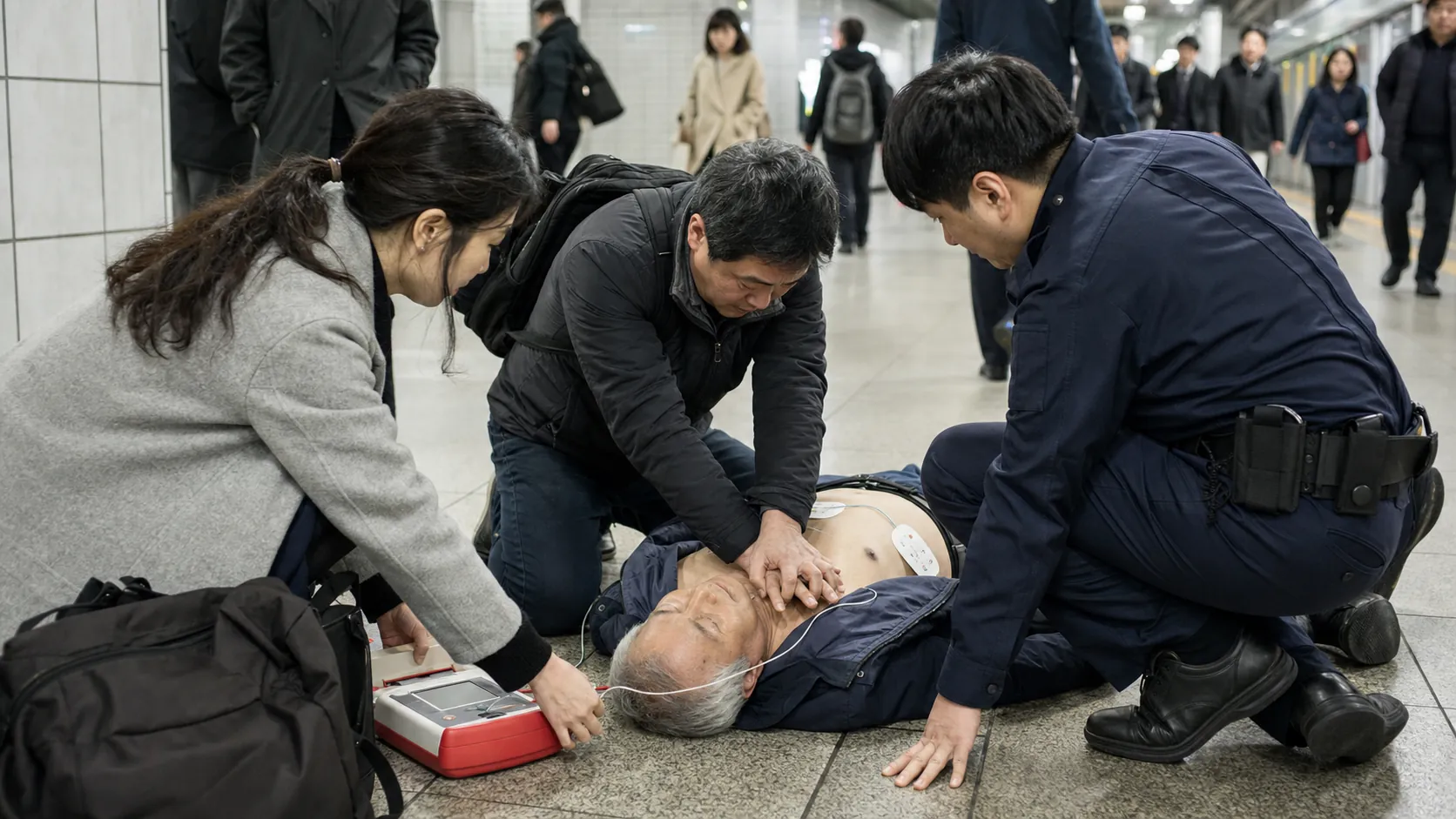 왕십리역서 경찰·시민 손잡고 60대 구조