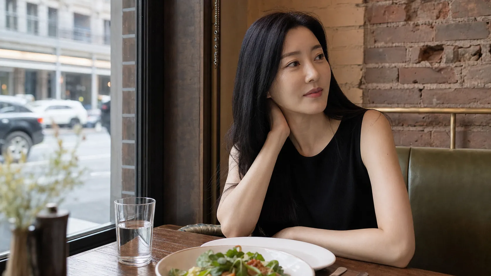 김사랑, 뉴욕 식당서 포착된 여유로운 일상