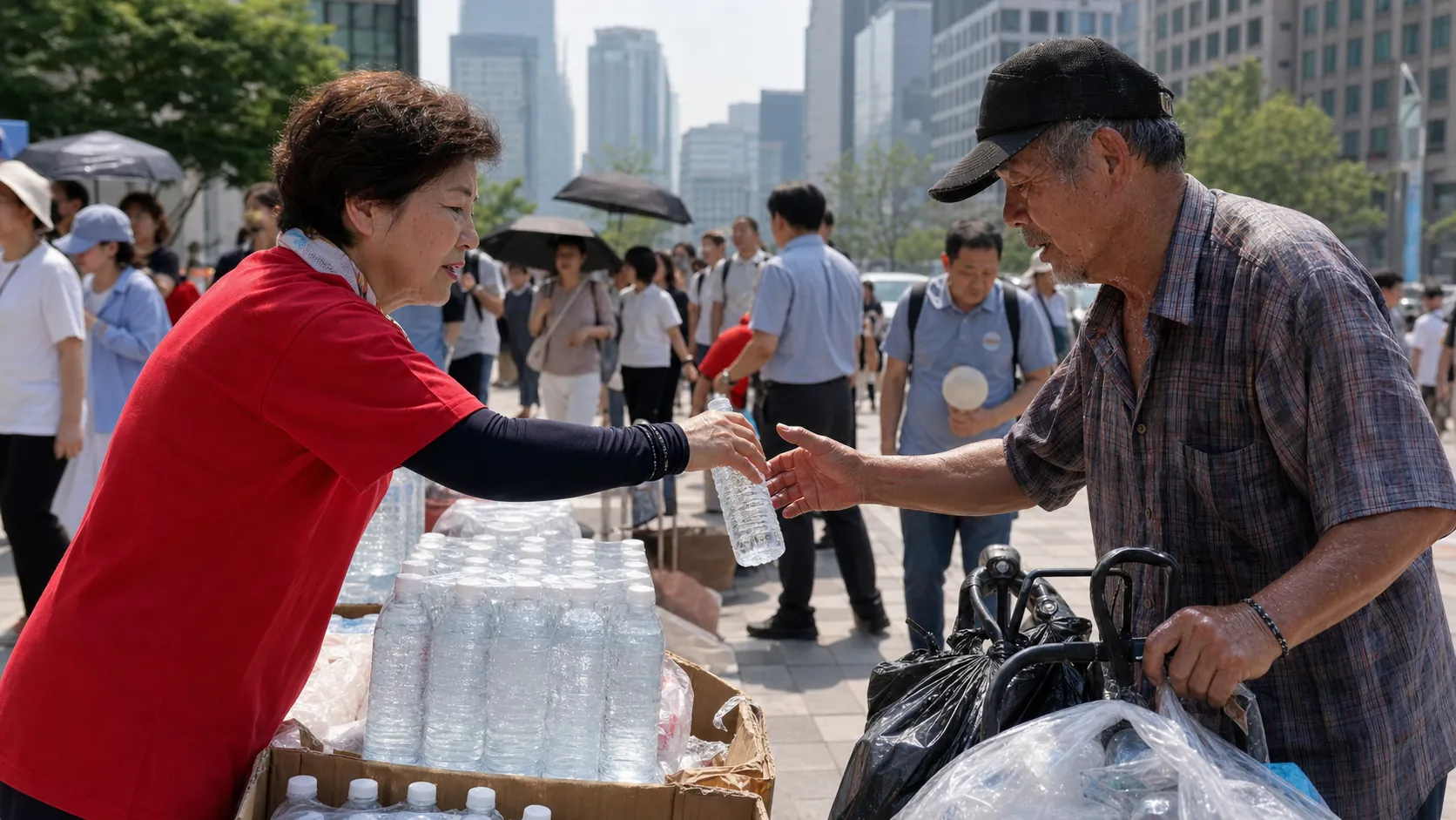 구세군, 서울 4곳서 폭염 대응 생수 2000병 배포