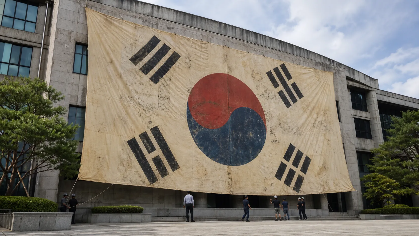 광복군 70명의 염원, 경남도청 외벽에 펼쳐지다