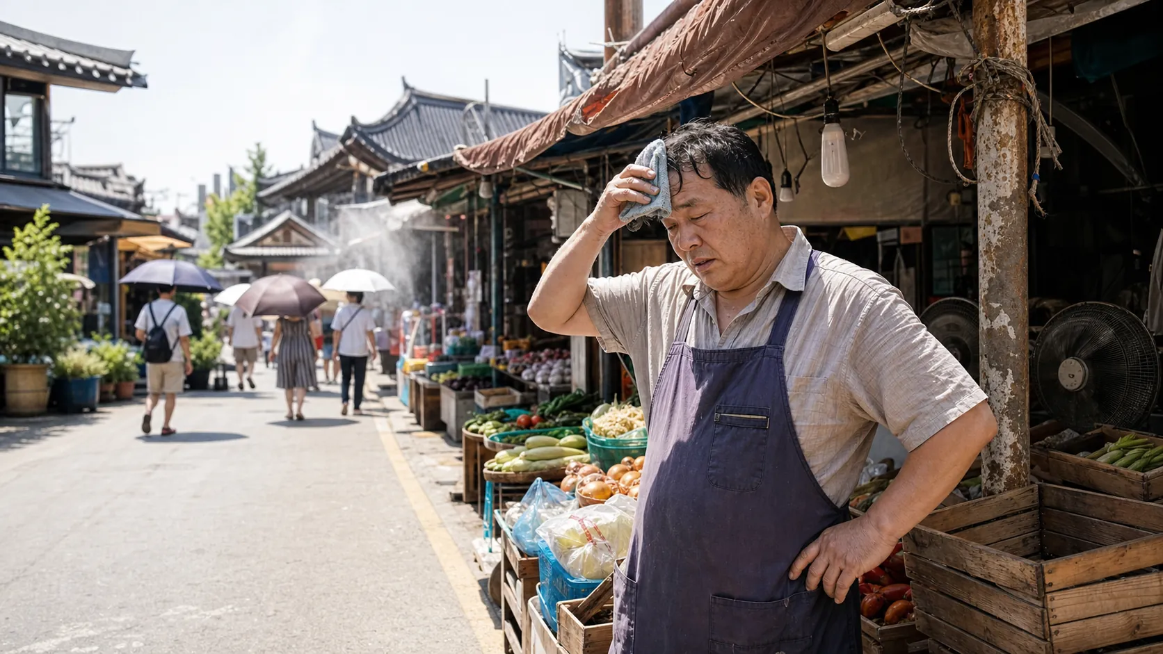 37.4도 폭염 덮친 전주, 시장·관광지 발길 끊겨