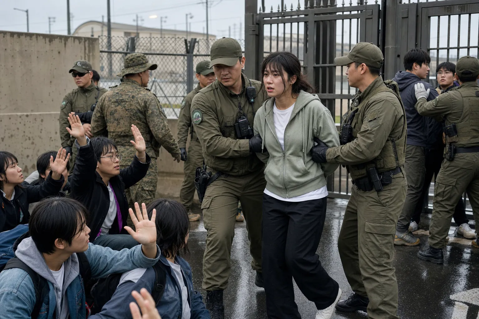평택 미군기지 진입 대학생 활동가 8명 검거