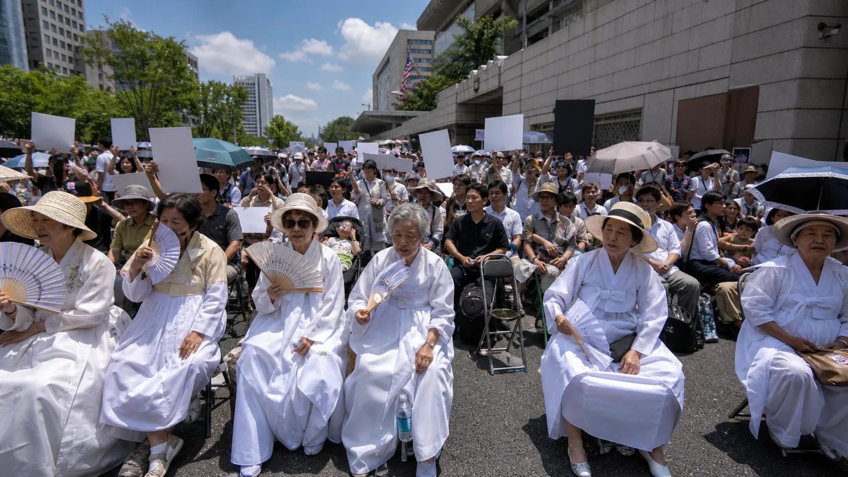 폭염 속 200명 모인 수요시위…사죄·배상 촉구